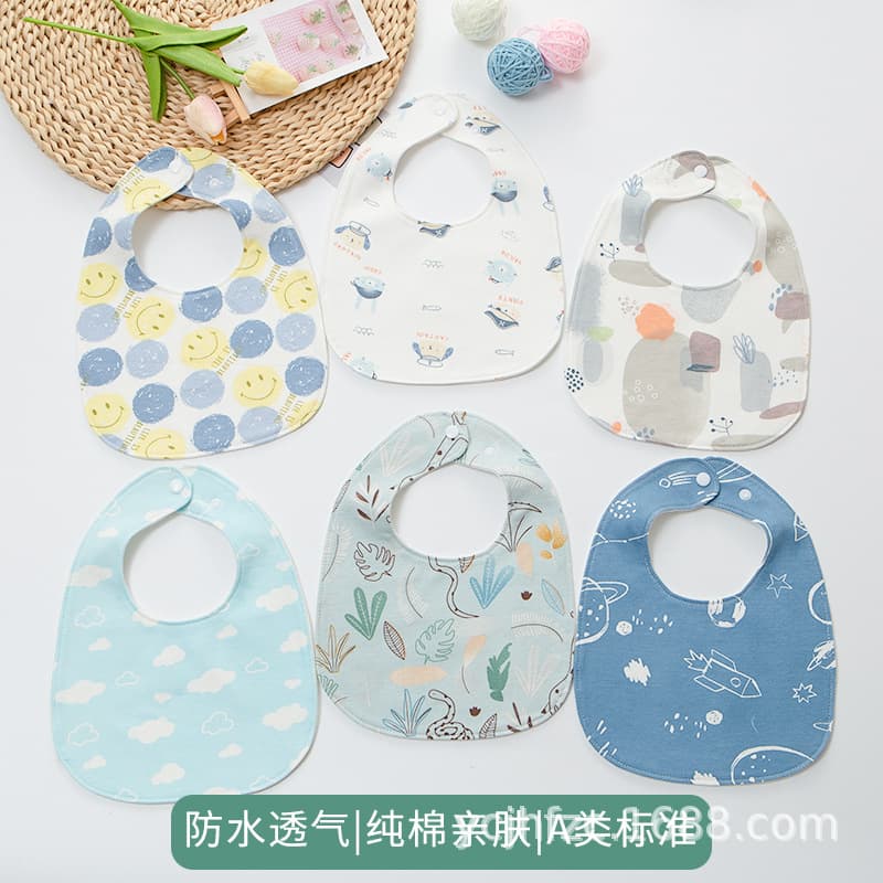 U-Shaped Baby Drool Bibs, Children's Mealtime Bibs, Pure Cotton Waterproof Thickened and Enlarged Meal Bibs for Boys