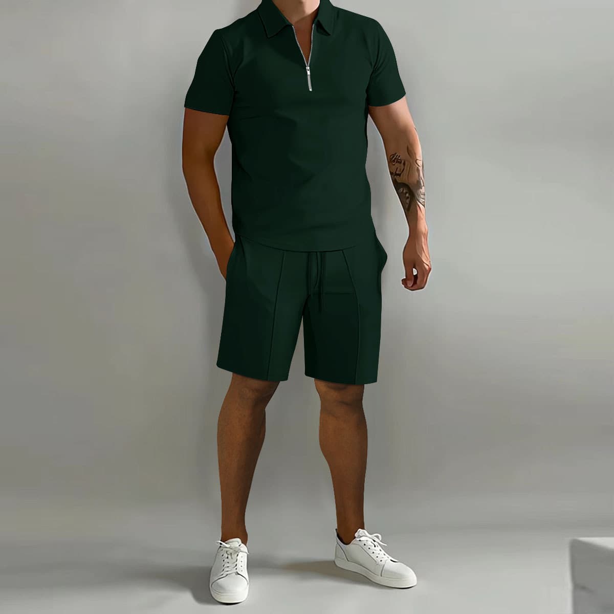 Cross-border Amazon Men's Set 2026 Summer New Men's Polo Casual Loose Short Sleeve Shorts Sport Quick Dry