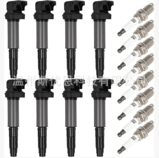 8 UF522 Ignition Coil Set and 6 Iridium Spark Plugs, Compatible with BMW E60 E90 E92 E93