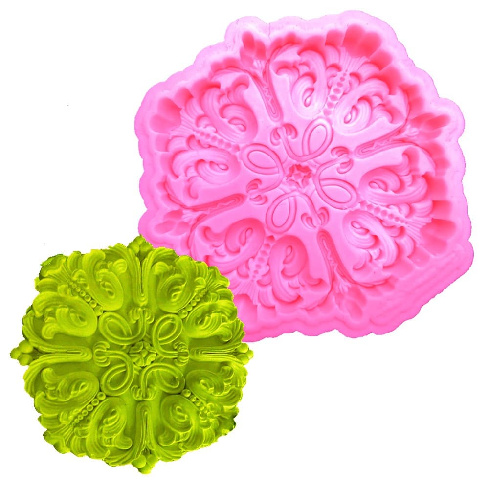 Classical Court Baroque Embossed Silicone Mold Flip Cake Edge Mold Baking Decorations Flower Lace Mold