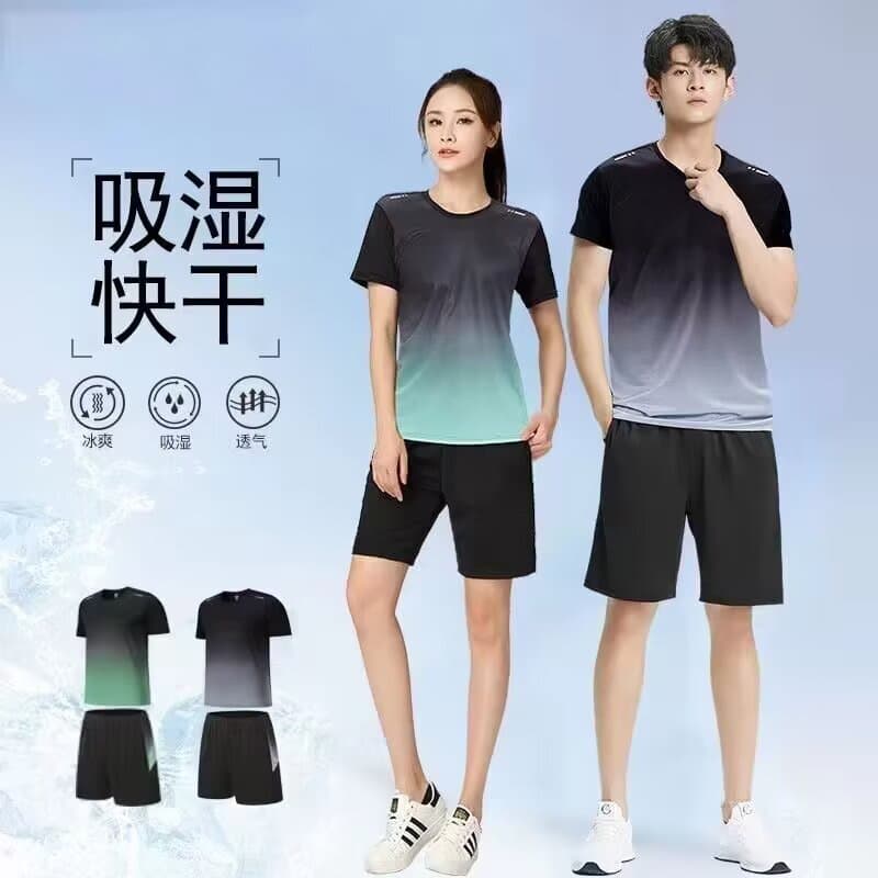 Summer Quick-Dry Breathable Short Sleeve T-Shirt and Shorts Set for Running, Basketball Training, Gym Workout for Men and Women