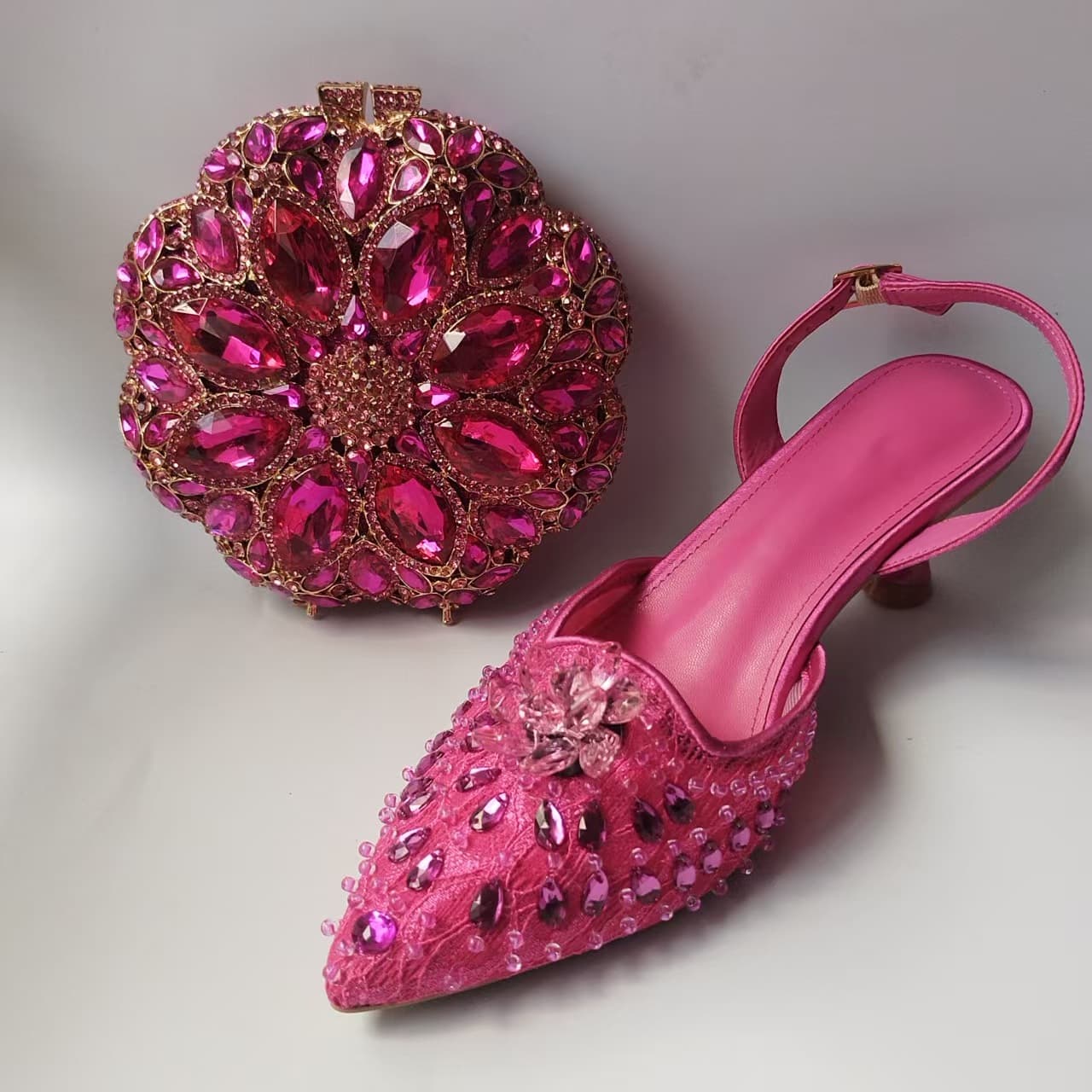 Women's pointed toe toe crystal high-heeled sandals for women brides full of diamonds wedding shoes rhinestone single shoes high heels evening shoes with bags