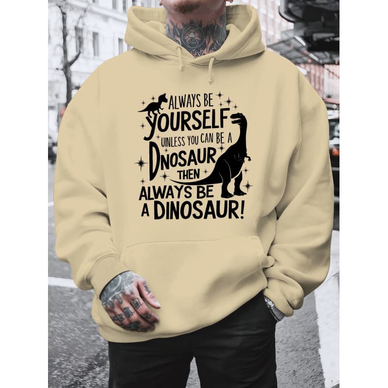 [Cross-border European code]Men's Dinosaur Graphic Hoodie - "Always Be
