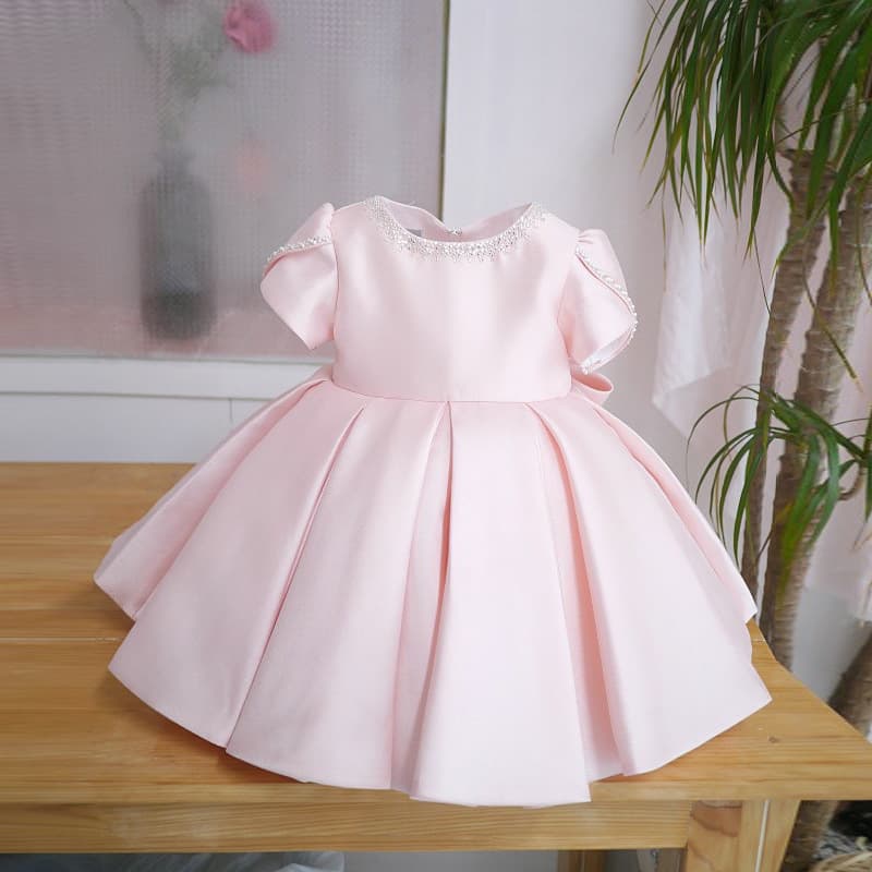 Girl's dress, flower girl, princess wedding dress, baby one-year-old baby princess dress, pink birthday child's 100th birthday dress