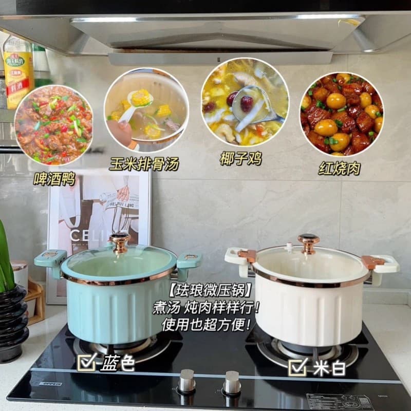 Micro-pressure cooking soup pot, large-capacity Roman pot, gas stove, non-stick pot, multi-functional double-ear soup pot gift