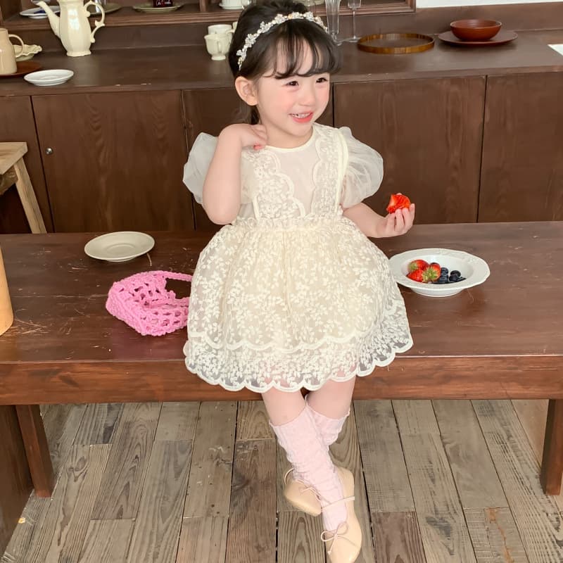 Girls' Lace Princess Gauze Dress 2025 Summer Korean Style Baby Princess Dress Toddler One-Year-Old Dress