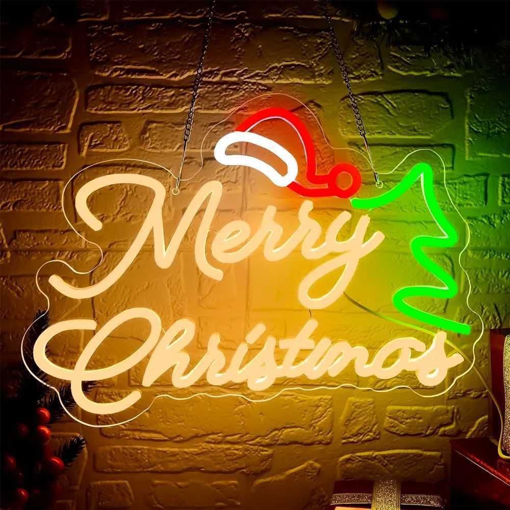 Christmas neon letters Christmas hat decorations holiday gifts for friends led room decoration lights lanterns