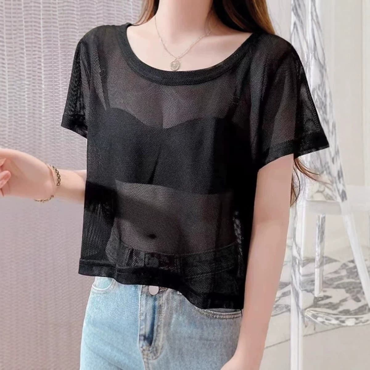Cross-border 2026 New Quick-Dry Loose Breathable Fitness T-Shirt Mesh Yoga Top Short Sleeve Women Summer