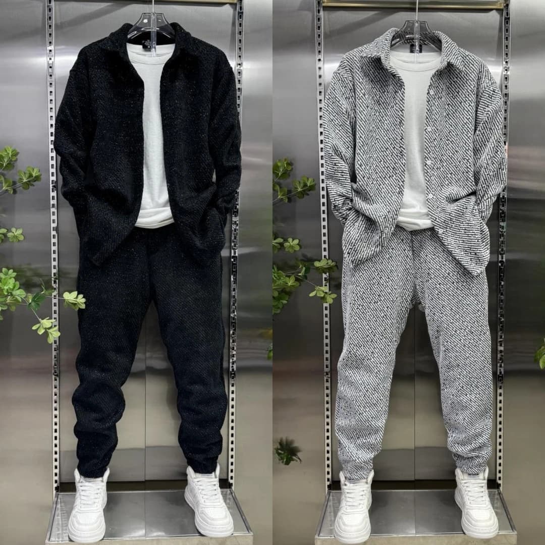 Spring New Shirt Set Fashion Loose Men's Top and Casual Pants One-Piece Casual Shirt and Long Pants Set