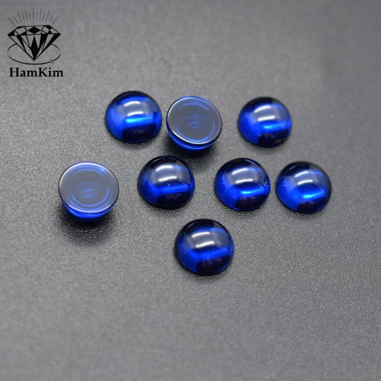 Blue Spinel Round Flat Bottom Gemstone 1.5-8mm Cabochon Smooth Spine l Ring Pendant Jewelry Setting Stone