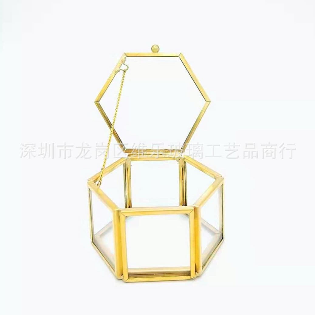 Glass Wedding Ring Box Gold Transparent Jewelry Box Vintage Proposal Ring Glass Storage Box