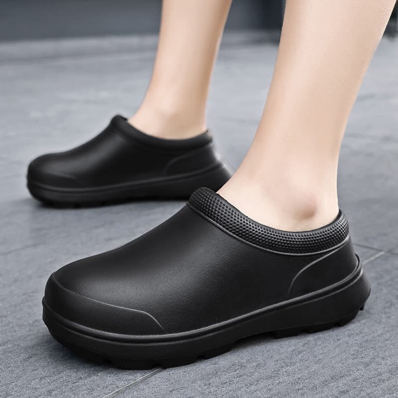 Chef Shoes Breathable Anti-Slip Waterproof Oil-Proof Kitchen Shoes Men's Spring Autumn Work Shoes Nurse Shoes Rain Shoes Women's Water Shoes Black