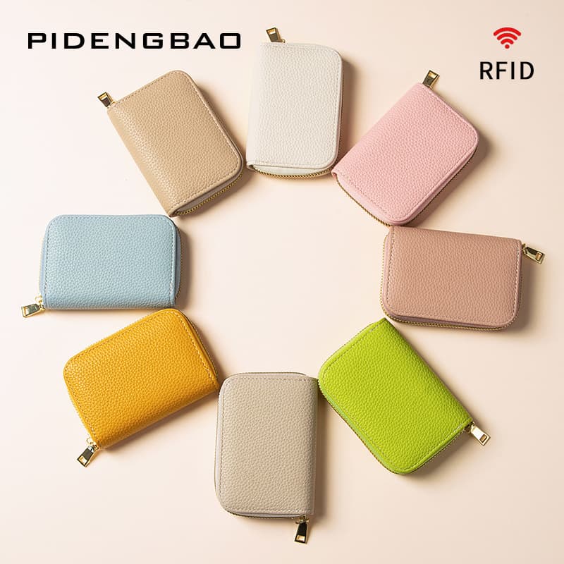 New Cross-border RFID Anti-theft Skimming Accordion Card Holder Multi-slot Zipper Coin Purse Card Bag