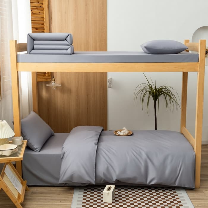 Solid Color Pure Cotton Bedding Set, School Dormitory 3-Piece Set, Student Bunk Bed Cotton Fitted Sheet and Pillowcase
