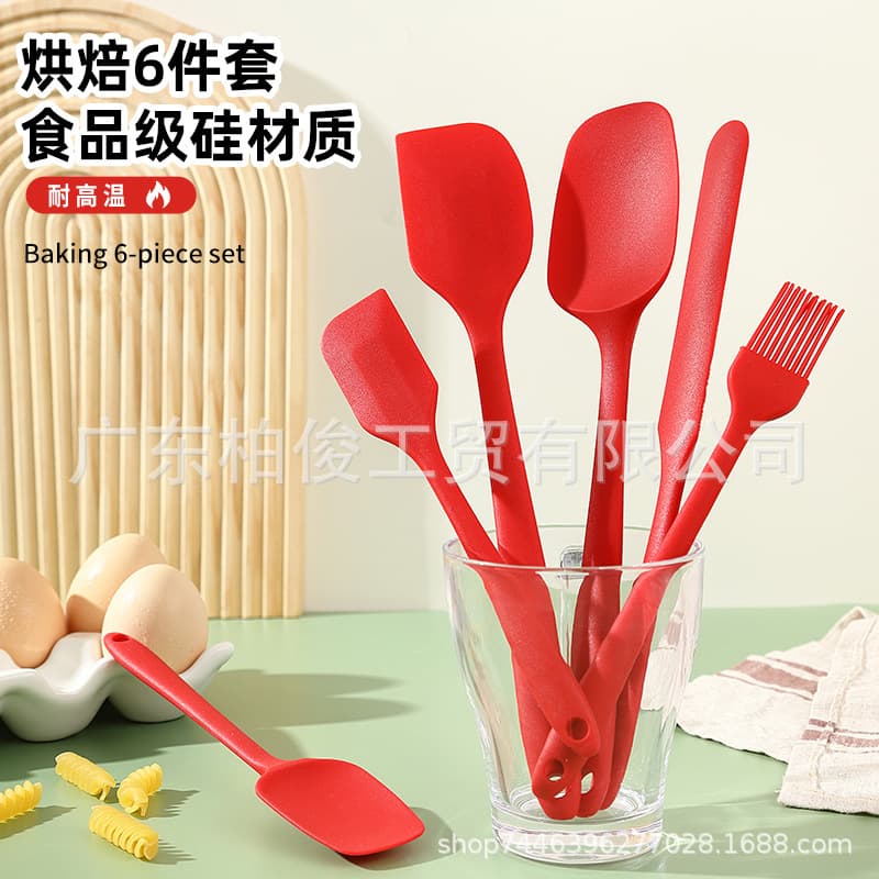 Amazon Silicone Spatula Cake Scraper Duckbill Spatula Baking Tool Cooking Spatula Silicone Kitchen Utensils 6-Piece Set