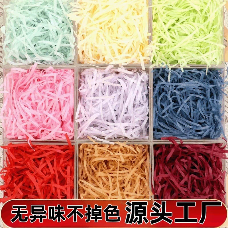 Raffia grass is available in stock for wedding candy boxes, decorative handmade soaps, perfumes, gift boxes, fillers, and shredded paper packaging.