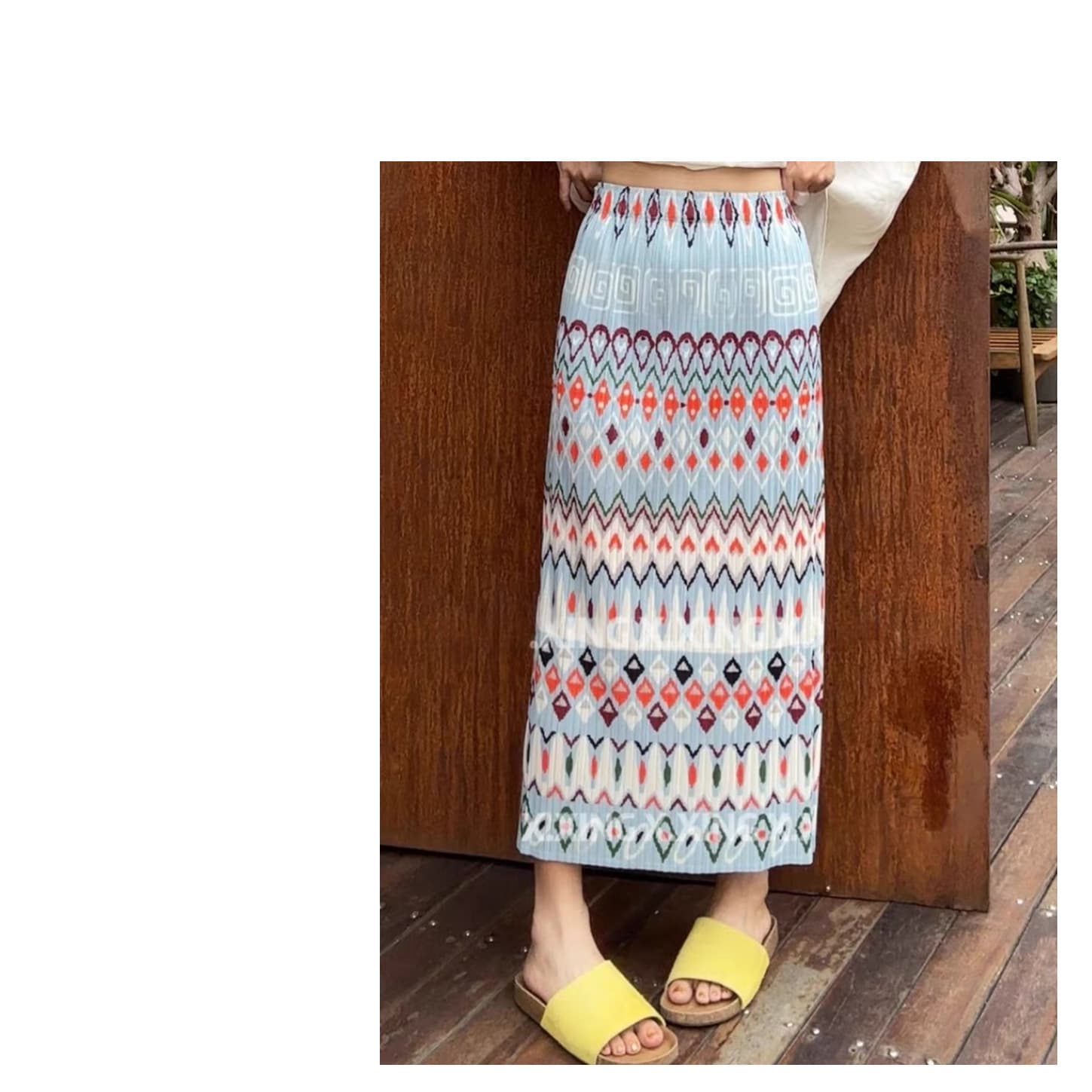 Miyake Skirt Versatile Long Skirt 2026 Summer New High Waist Slimming Print Pleated Straight Skirt