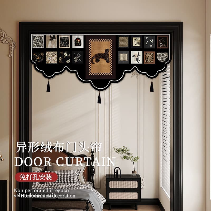 Vintage Style Irregular Valance Door Curtain Short Curtain Partition Curtain Blocking Curtain No-Drill Magic Tape Drop Shipping Wholesale