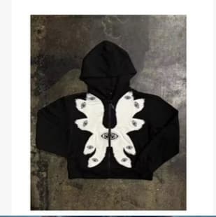 2026 New Trendy Street Oversized Zip-Up Hoodie Eye Print Fleece Jacket Fall Winter Top