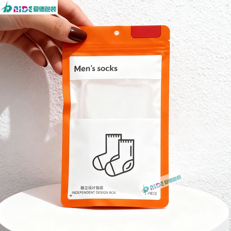 Orange composite kraft paper bone bag socks stockings ziplock bag vest underwear sealed kraft paper zipper bag