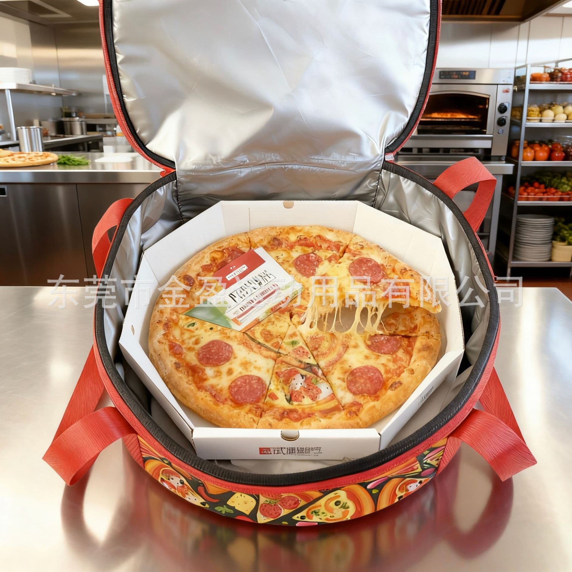 Neoprene bento box bag, pizza takeout bag, round insulated bag, portable lunch bag, waterproof.