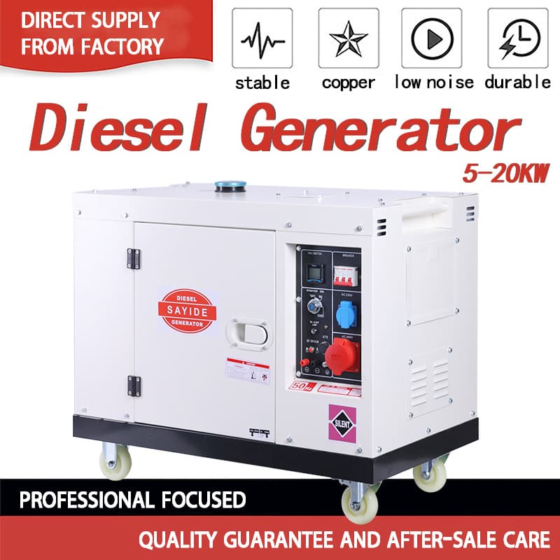 Small silent diesel generator set 5/6/7/8/10KW portable for stalls, factories, mines, outdoor, and vehicle use