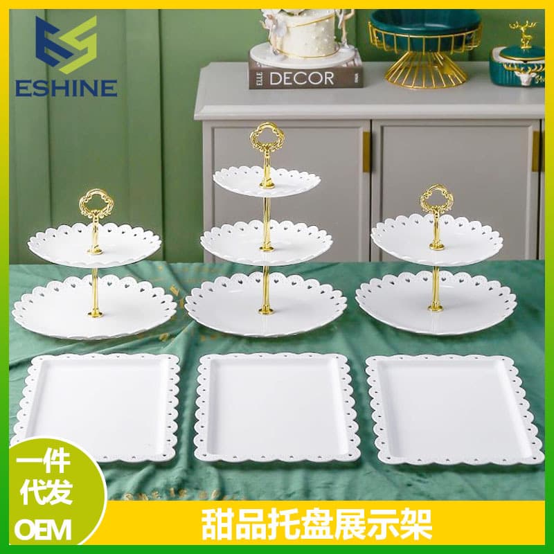 White dessert table ornaments display stand cake tray European afternoon tea cold meal coffee break display stand decoration