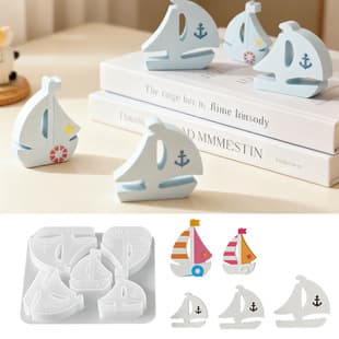 Cross-border Five-sailboat Silicone Mold Ocean Style Aromatherapy Candle Gypsum Ornament Home Decor Epoxy Mold