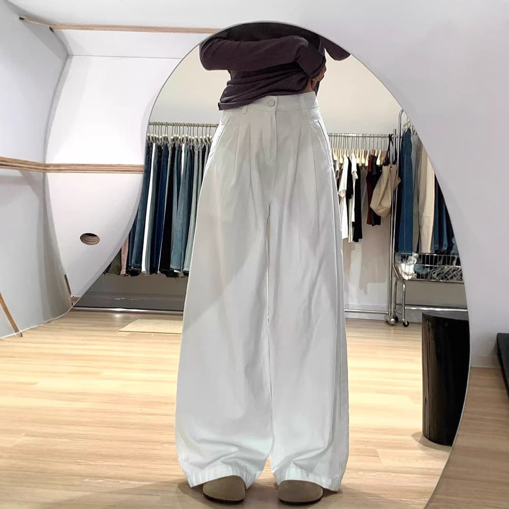 Designed large size white wide-leg jeans for women spring new high-waisted loose slimming relaxed drape pants