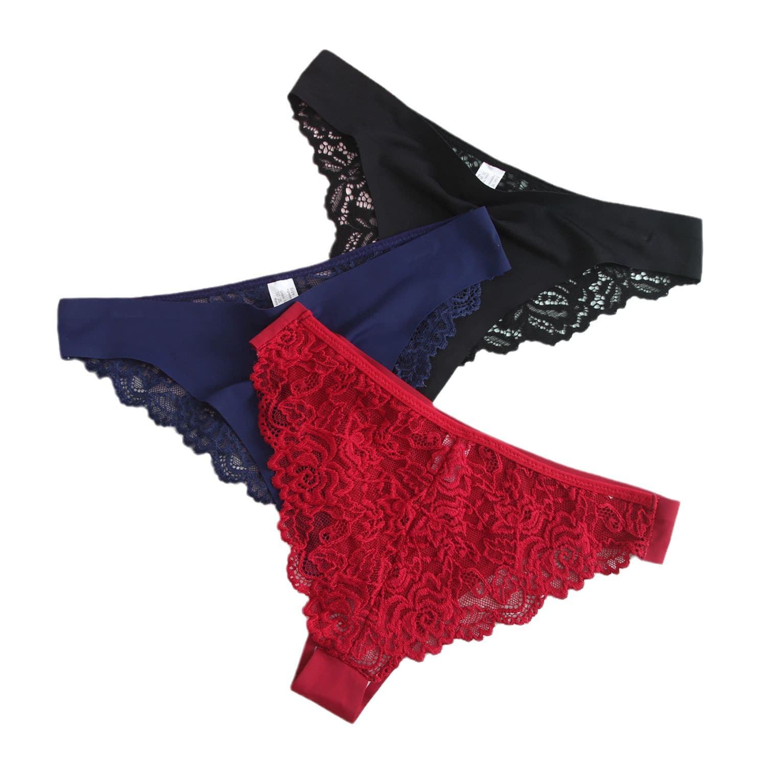 Women's Sexy Thong Japanese Lace Hollow Ice Silk Panties Cotton Crotch Low Waist Lingerie Wholesale In Stock