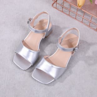 Girls Sandals 2025 Summer New Summer Heels Mid-Heel Versatile Sandals Fairy Style Chunky Heel Women Shoes