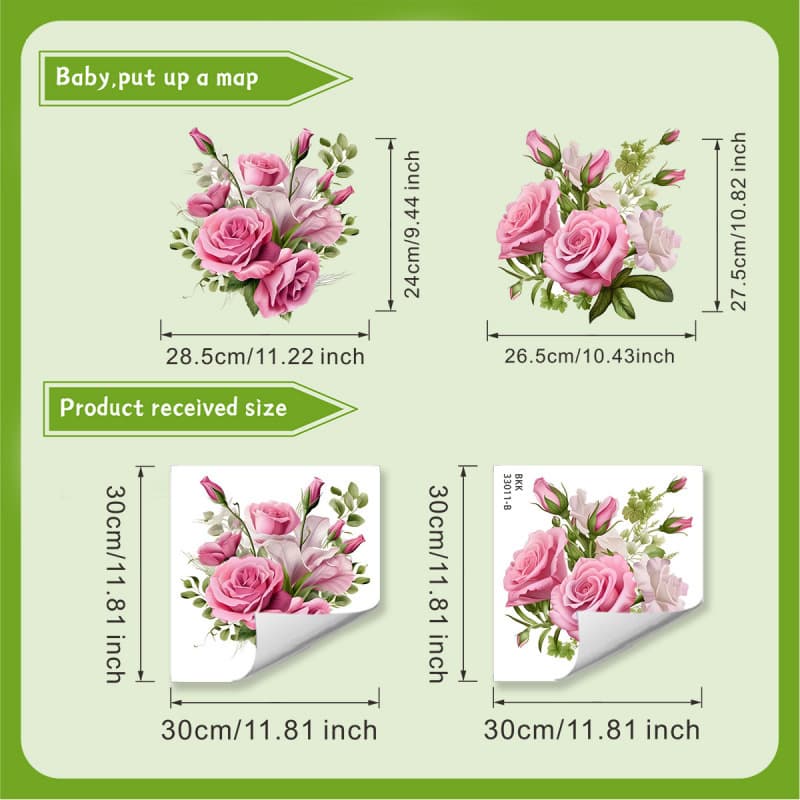 Painted Realistic Pink Rose Toilet Sticker Bathroom Decal Fresh Flower Toilet Decal