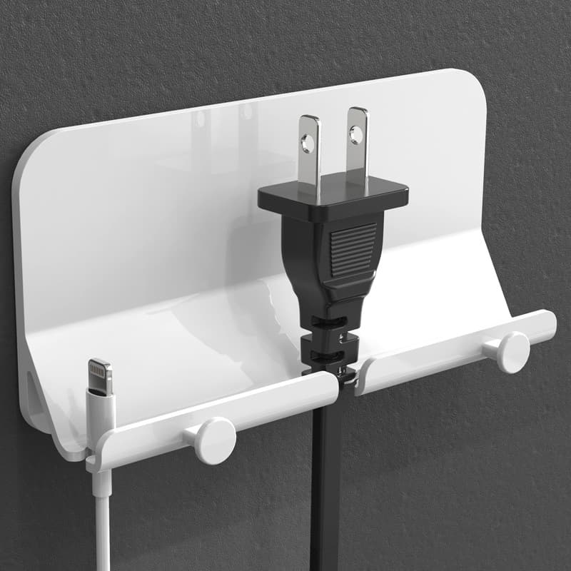 Wall-Mounted Phone Charging Holder, Bathroom Kitchen Binge-Watching Dual Hook No-Drill Anti-Slip Pad Tablet Shelf
