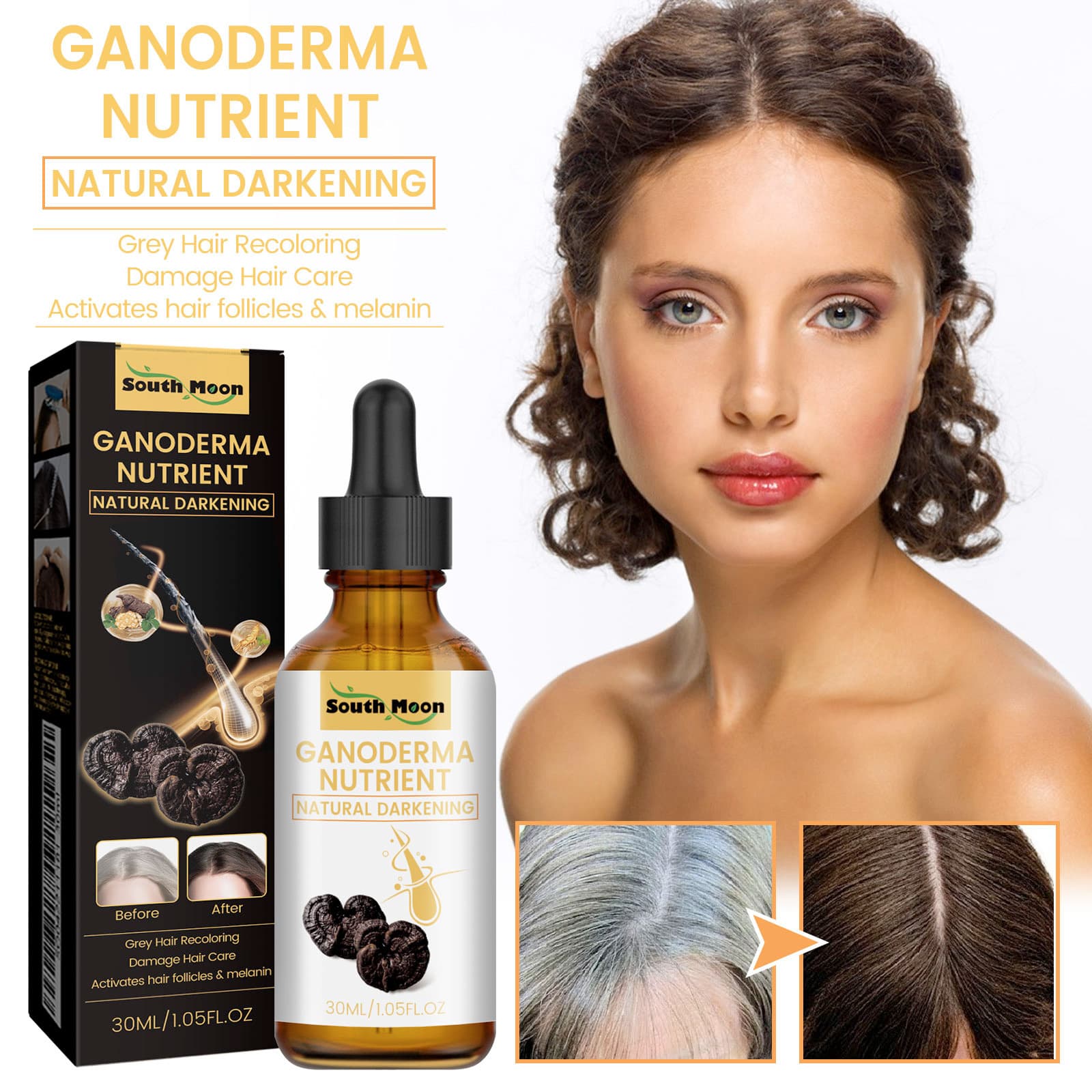 South Moon Black Ganoderma Hair Essence Moisturizing Hair Care Hair Care Massage Essence