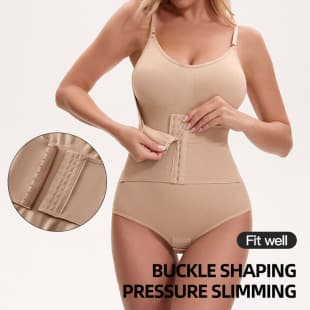 No Bra Pad Enhanced Bodysuit Shapewear Bust Support Camisole Body Shaper Crotch Button Waist Slimming Butt Lifting Panty