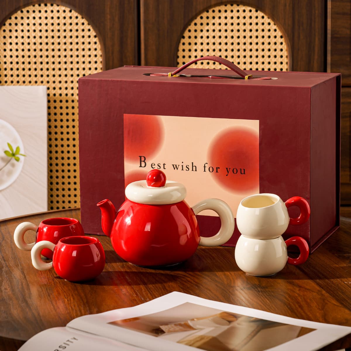 Xiaohongshu High-Aesthetic Ceramic Waterware Set for Moving or Wedding, Home Cream-style Pitcher for Living Room, Housewarming Gift