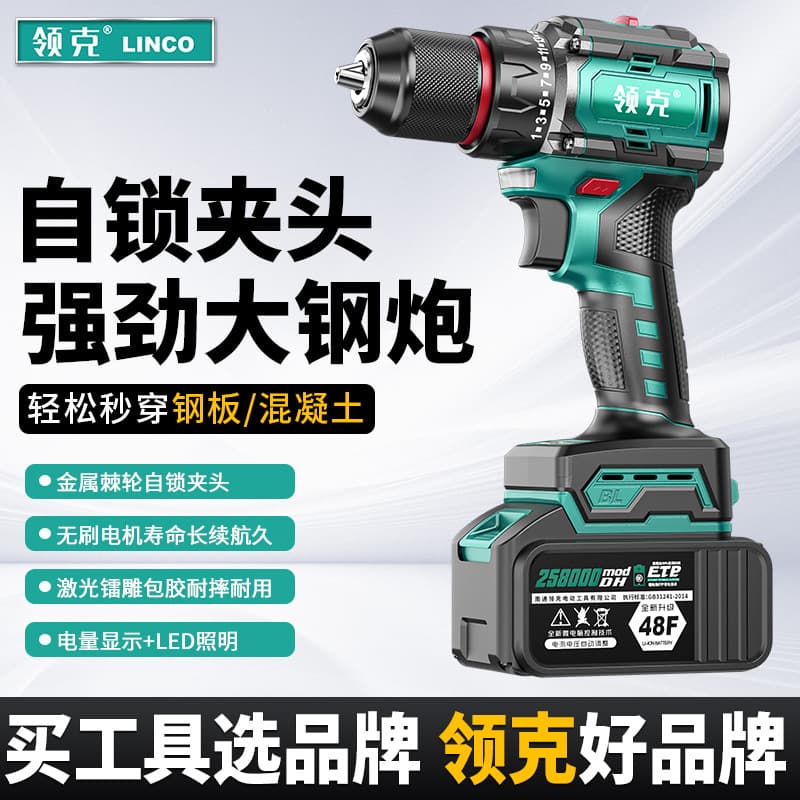 Lynk & Co Brushless Rechargeable Cordless Drill, Lithium-Ion Drill, Multi-Function Pistol Grip Electric Drill, Small Electric Screwdriver