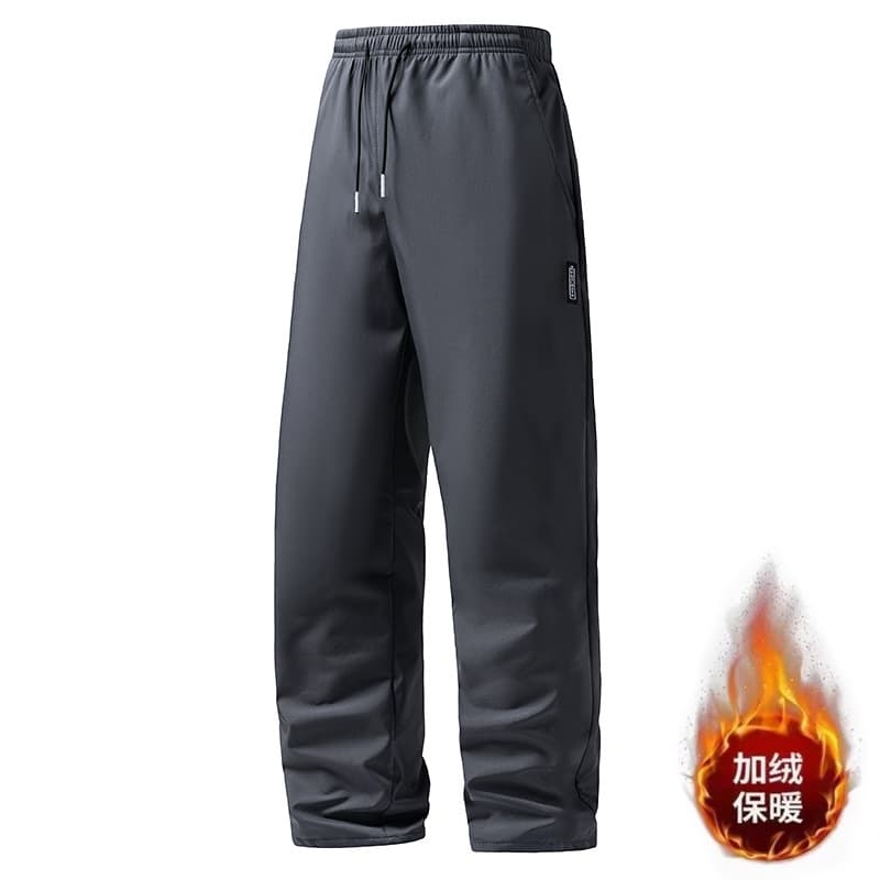 FUIV Men's Sweatpants Fleece-Lined Thickened Warm Straight Leg Foreign Trade Korean Style Business Autumn Winter Loose Casual Trousers