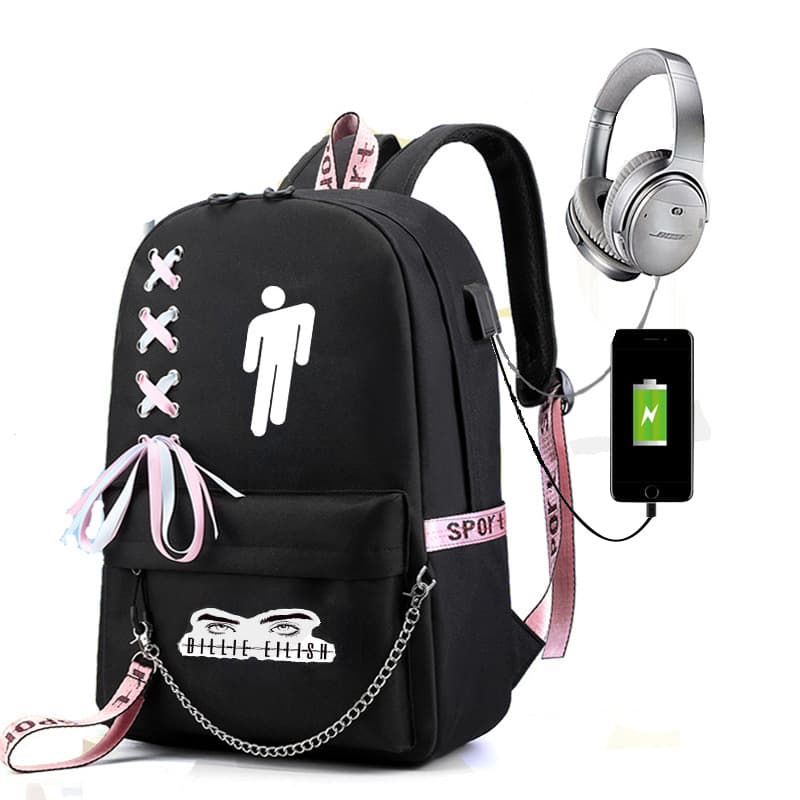 Billie Eilish Backpack Starry Sky USB Charging Travel Backpack Student School Bag New