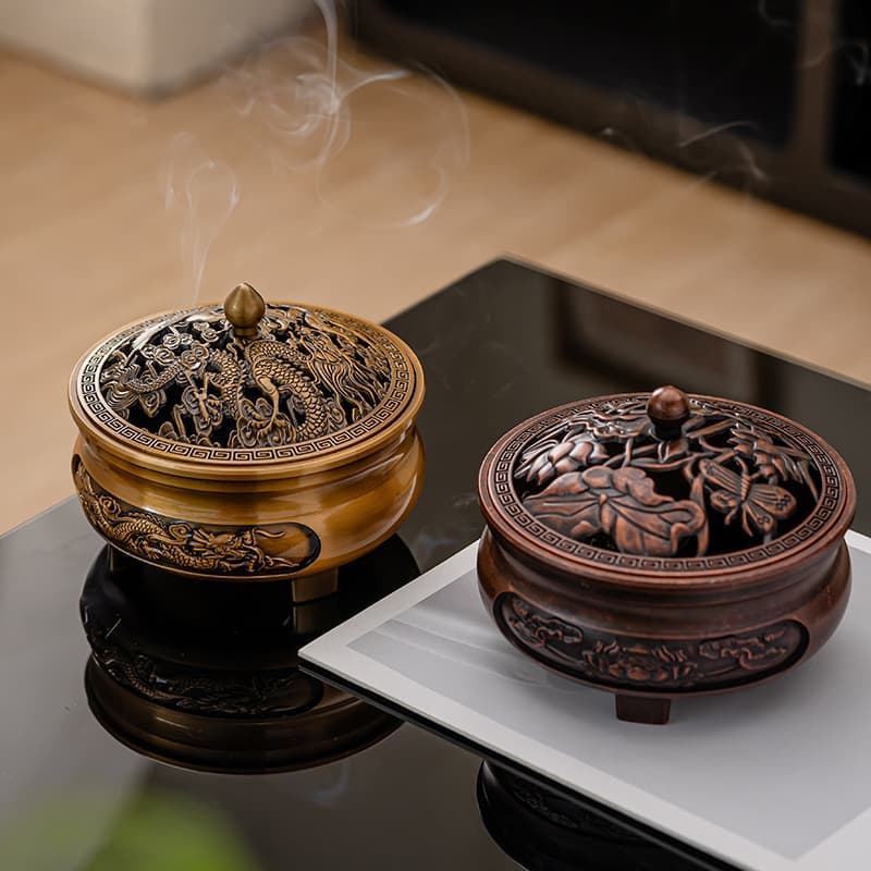 Dragon and Phoenix Chengxiang three-legged mosquito incense burner incense seal furnace copper alloy incense burner household incense burner indoor incense burner incense burner