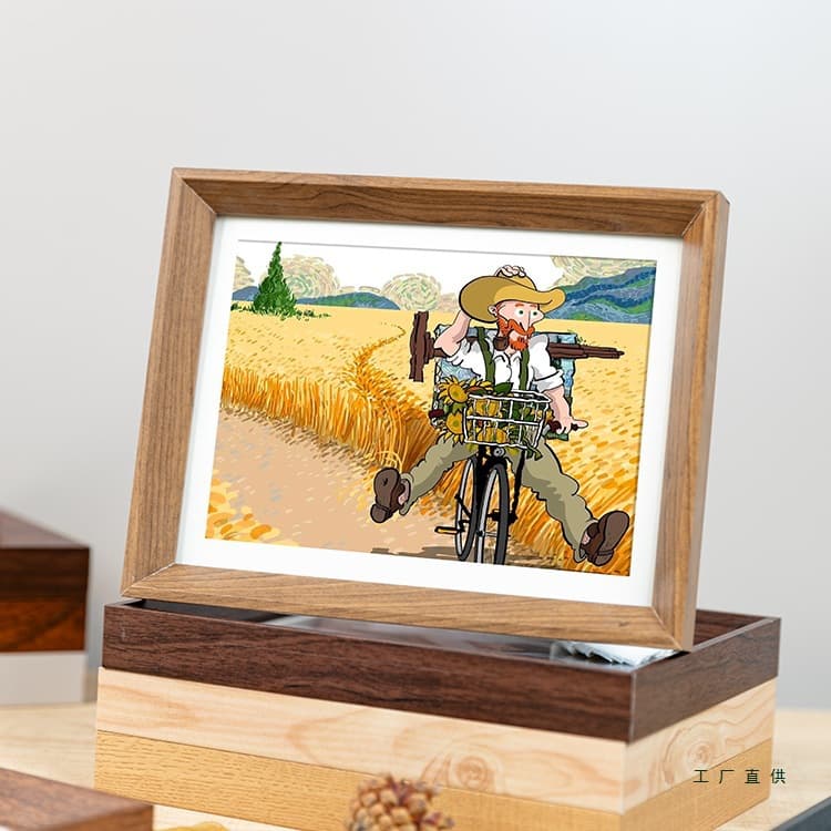 Factory Direct Large Wooden Picture Frame Desktop Simple Walnut Color Photo Frame Vintage Wall Hanging Photo Wall