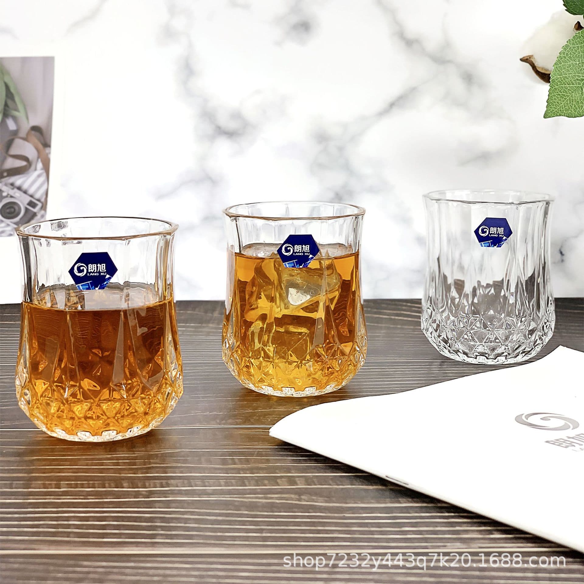 Langxu glass retro diamond whiskey cup European wine glass cocktail cup wholesale KTV bar glass