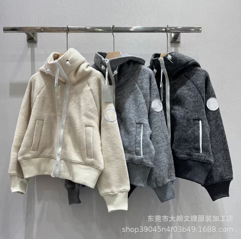 2025 New Big Goose Logo Arm Patch Car Patch Wool Double-Sided Fleece Letter Zip Hooded Jacket Coat Unisex