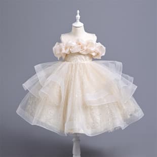Children's Gown Princess Dress 2025 Summer New Children's Dress Girls Gown Little Girl Piano Performance Dress Wholesale