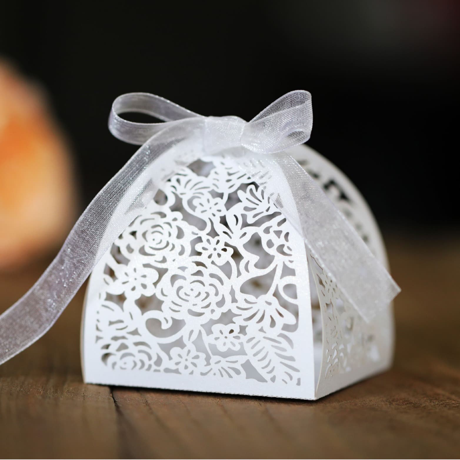 Direct Sale Laser Wedding Candy Box, Ice White Chocolate Packaging Box, Rose Cutout Valentine's Day Box