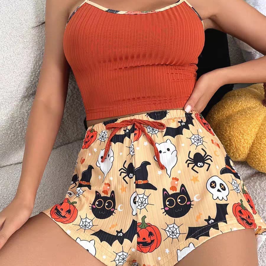New Summer Women's Pajama Set Premium Comfort Loungewear Thin Shorts Floral Two-Piece Set Wearable Outside