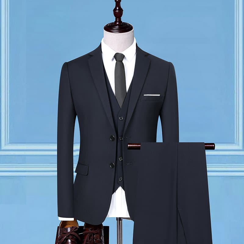 2026 Men's Three-Piece Suit Set Business Formal Korean Slim Fit Groom Wedding Tuxedo