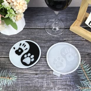 X0577 Tai Chi Dog Paw Coaster Decorative Mold, Coaster DIY Silicone Mold