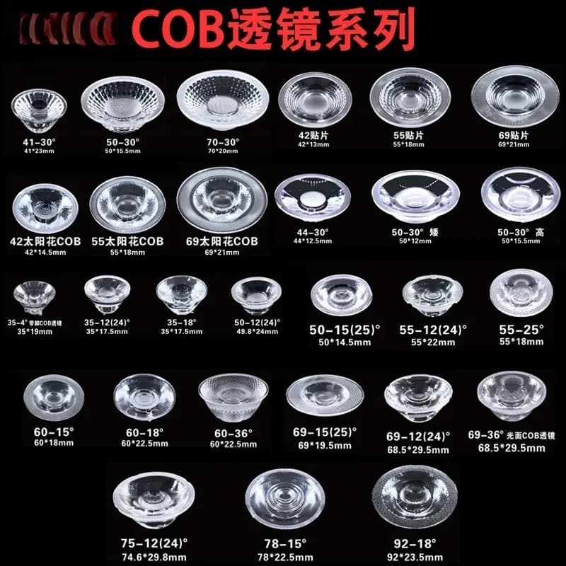 35mm SMD COB Lens 50mm Ceiling Light Spotlight Downlight Jewelry Light Lens Reflector