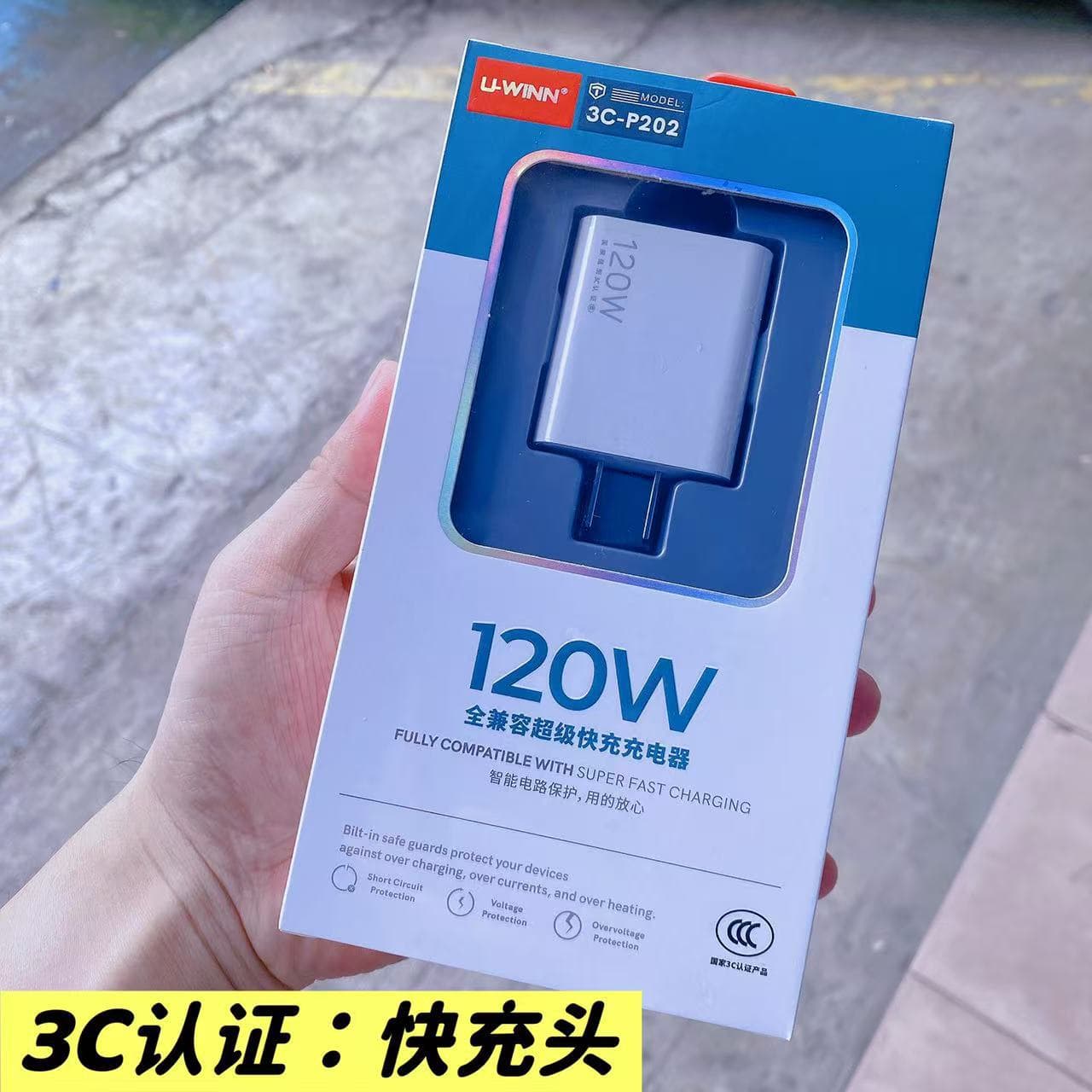 P202 Universal 120W Fast Charger Charging Head Set with Data Cable for Type-C